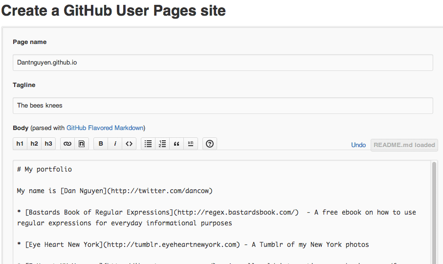 Loading customized readme